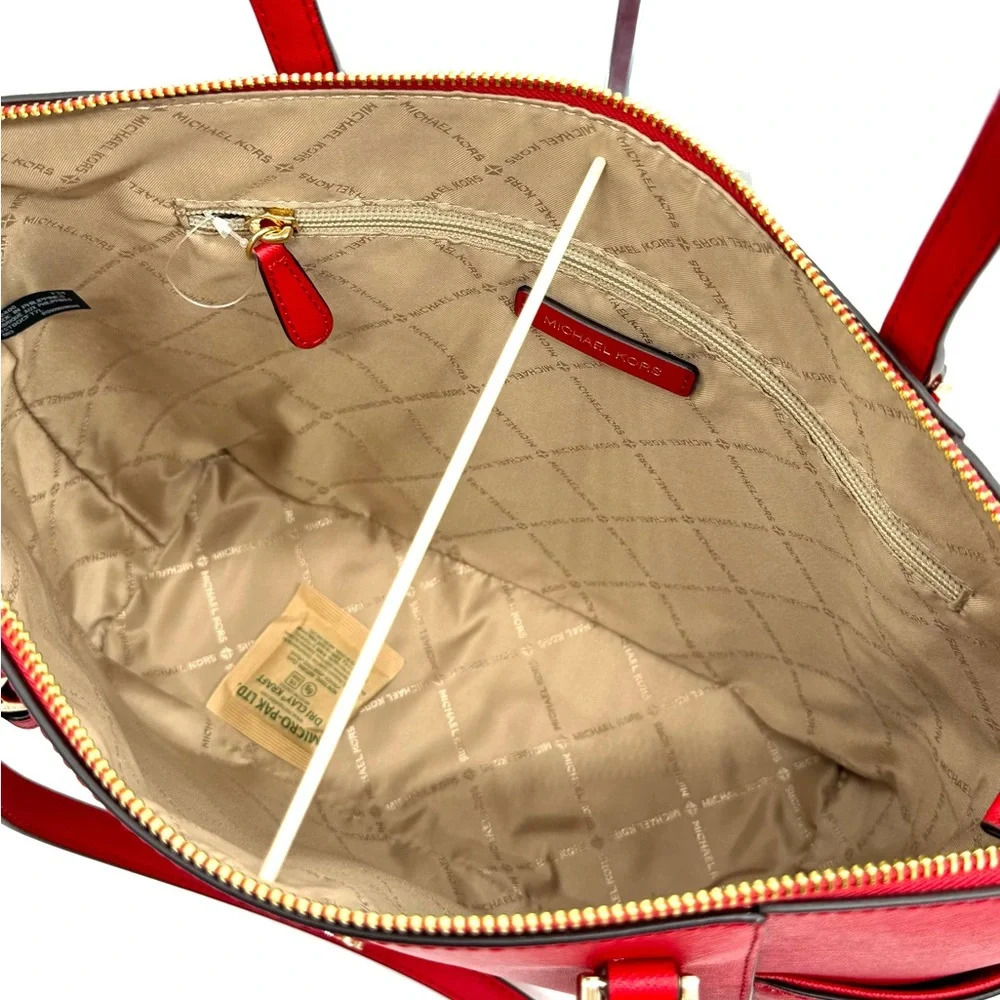 Michael Kors Large Charlotte TZ Tote Bag Bright Red - Picture 9 of 10